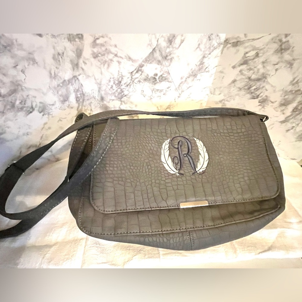 Thirty One 31 Day by Day Crossbody Bag/Purse in Grey Crocodile
